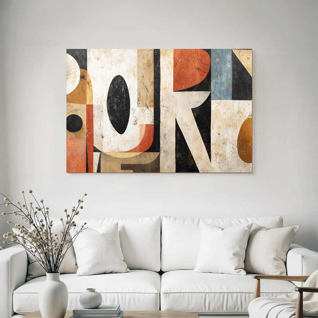 Abstrakte Geometrische Kunst Mit Muted Farben Und Texturen