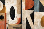 Abstrakte Geometrische Kunst Mit Muted Farben Und Texturen | Typografische Kunst | Kunstgattungen