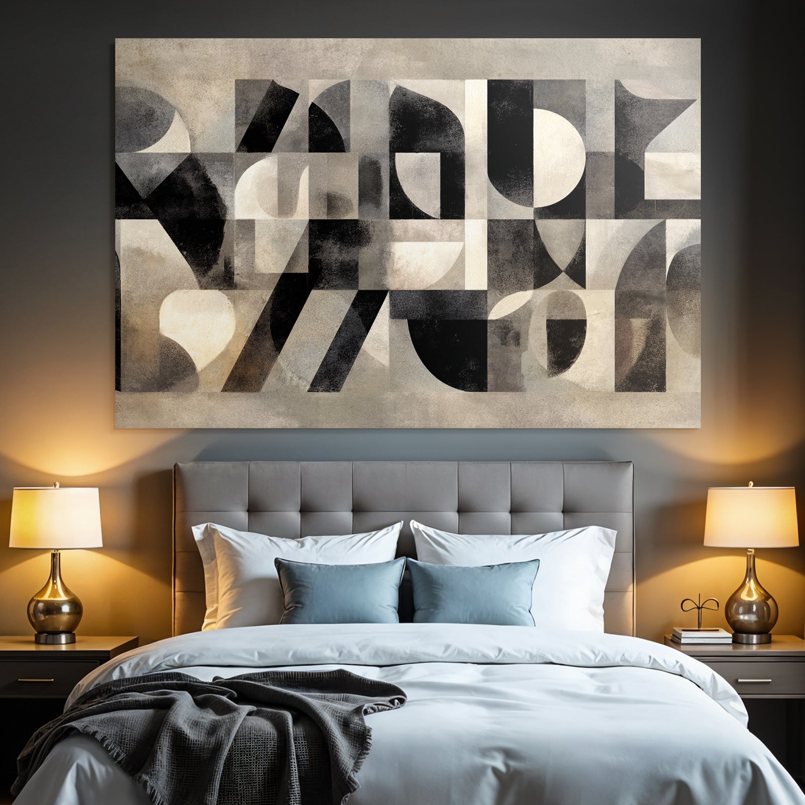 Abstrakte Geometrische Kunst Mit Schwarz Weiß Und Grau