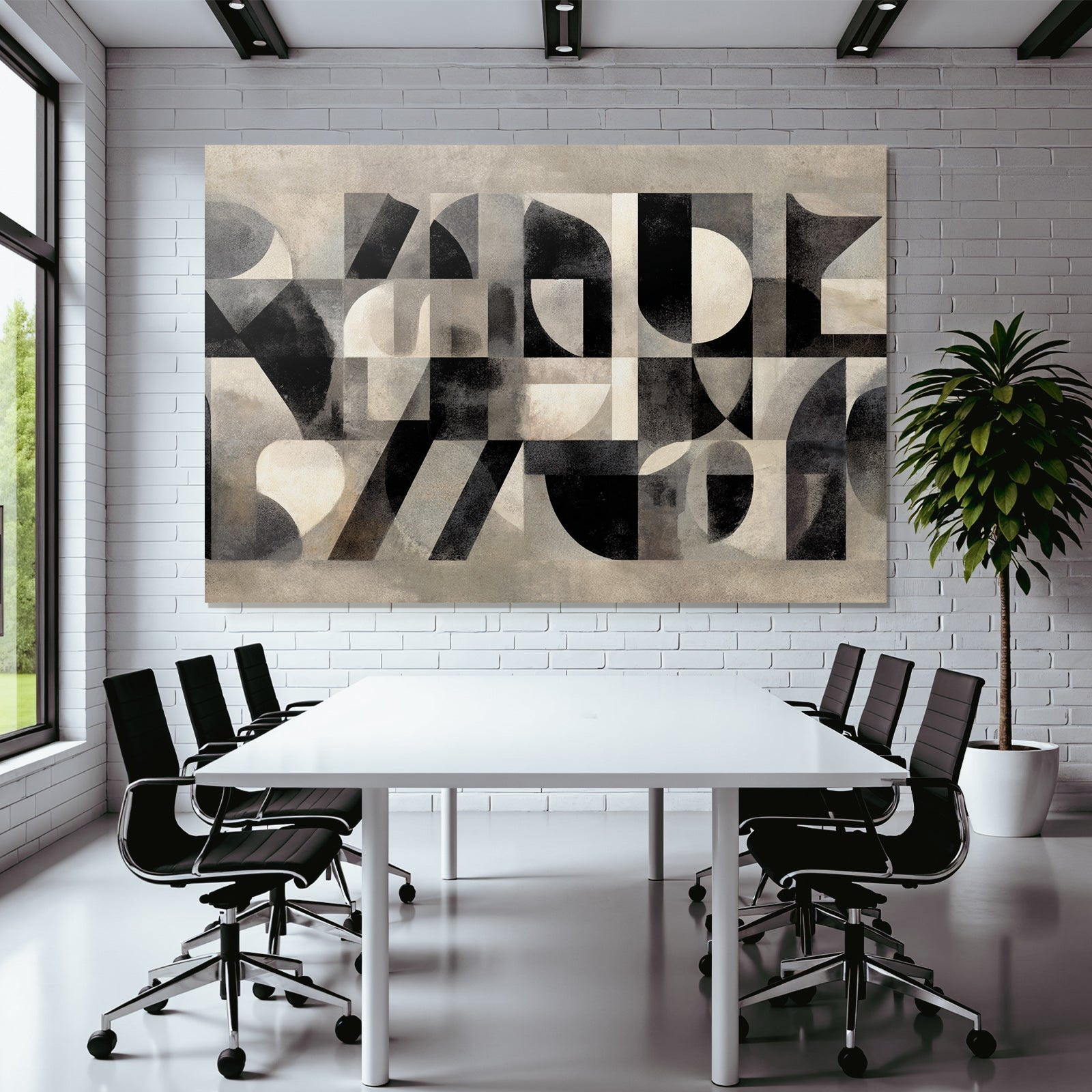 Abstrakte Geometrische Kunst Mit Schwarz Weiß Und Grau