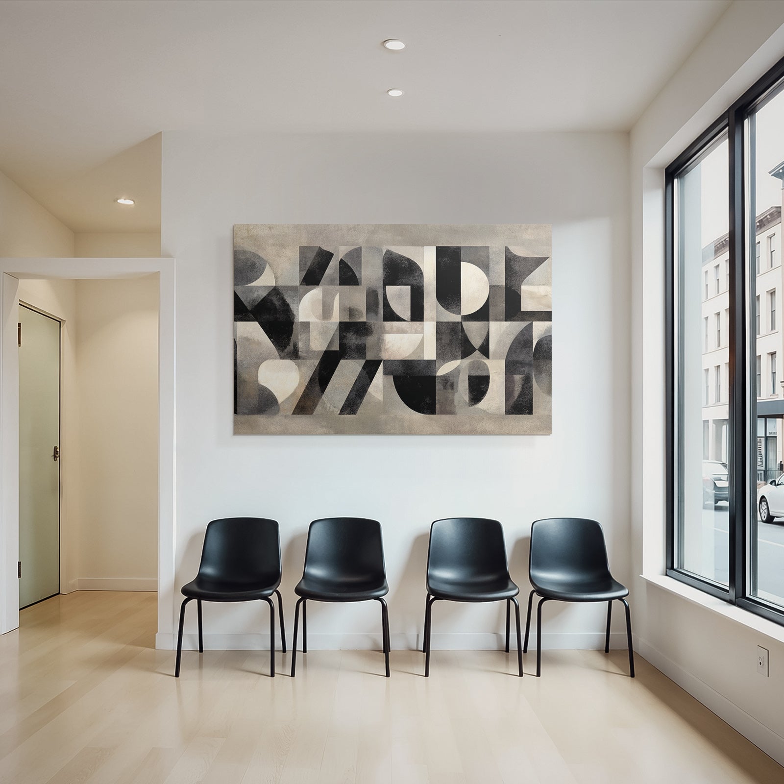 Abstrakte Geometrische Kunst Mit Schwarz Weiß Und Grau