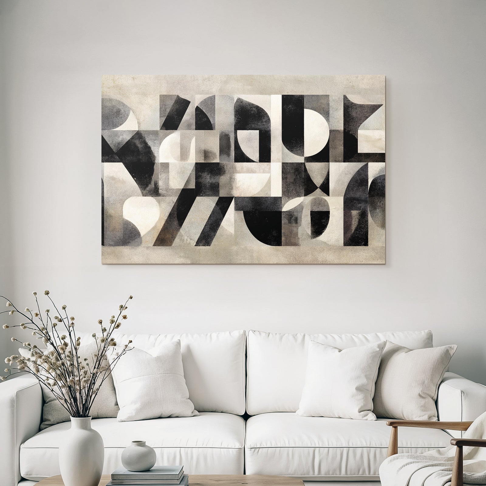 Abstrakte Geometrische Kunst Mit Schwarz Weiß Und Grau