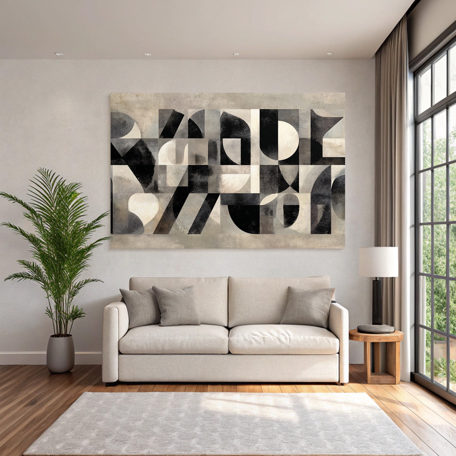 Abstrakte Geometrische Kunst Mit Schwarz Weiß Und Grau