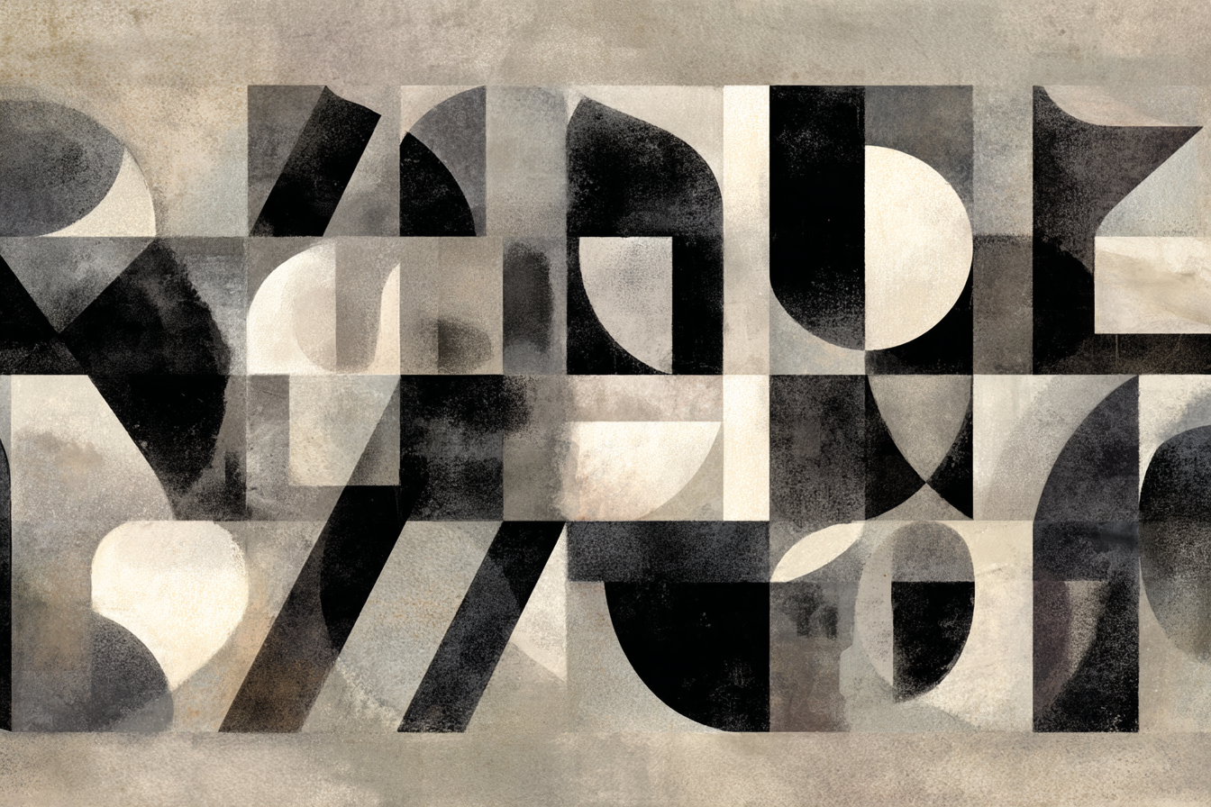 Abstrakte Geometrische Kunst Mit Schwarz Weiß Und Grau | Typografische Kunst | Kunstgattungen