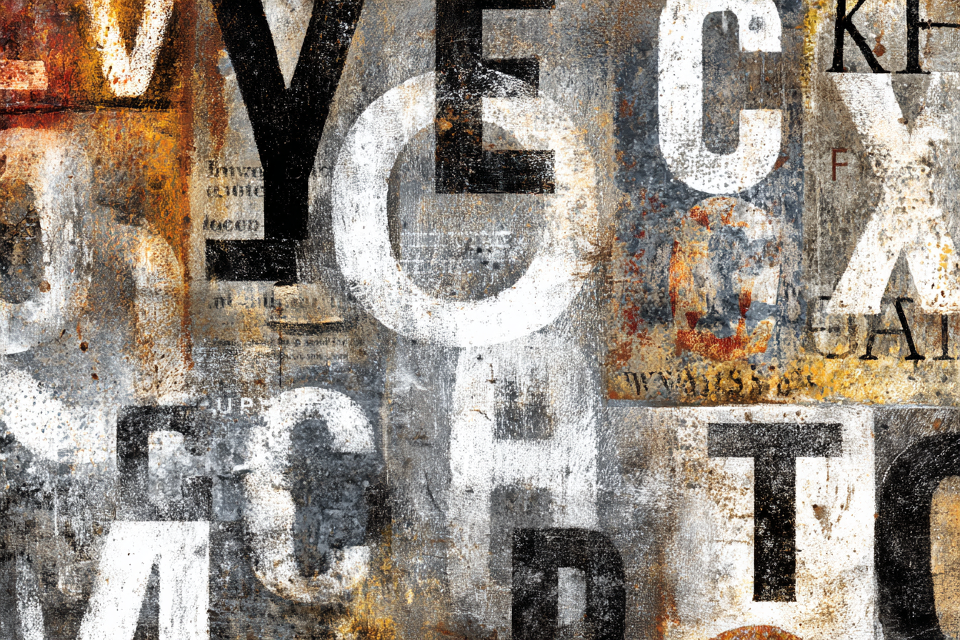 Abstrakte Kunst Collage Aus Buchstaben Und Texturen | Typografische Kunst | Kunstgattungen
