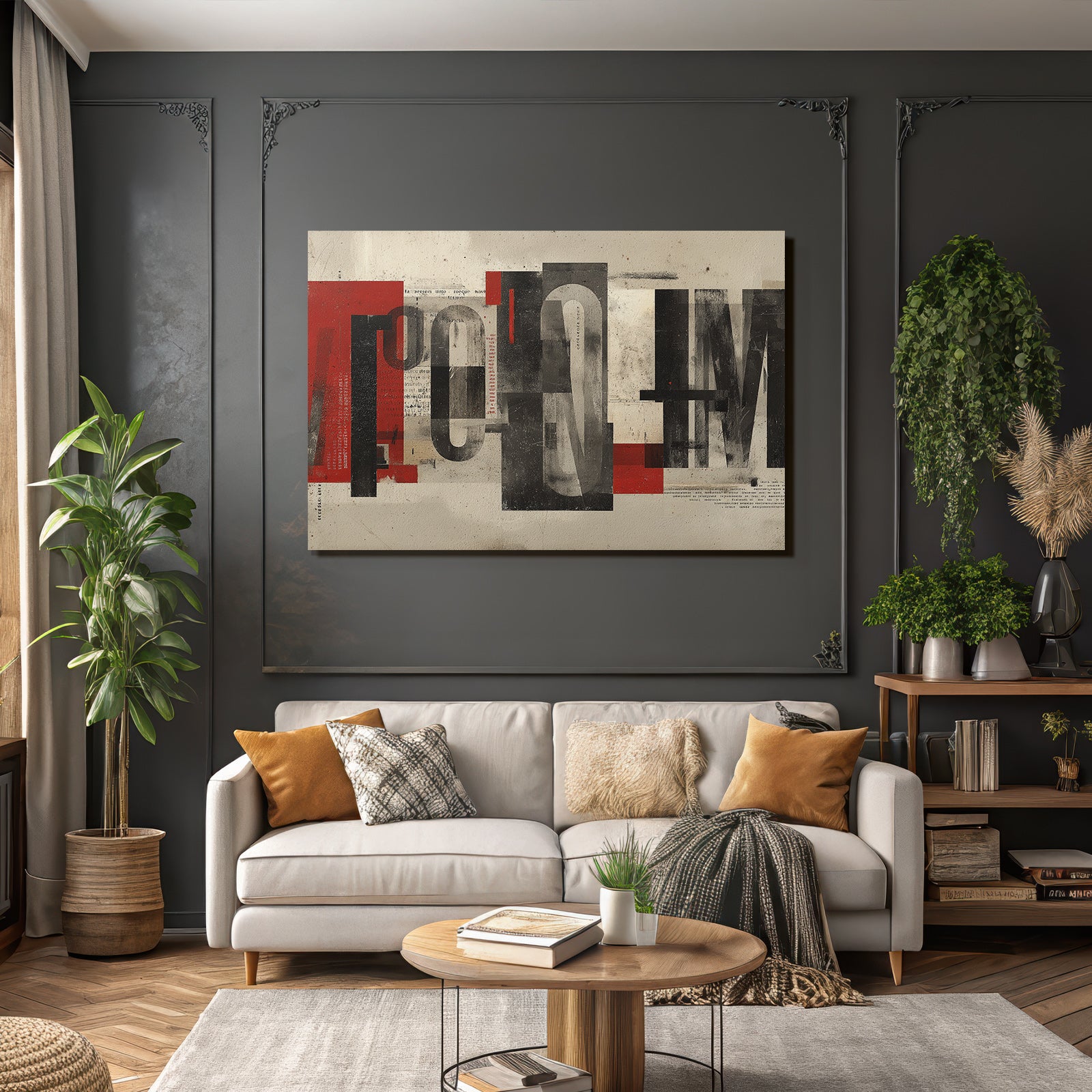 Abstrakte Kunst Collage Rot Schwarz Grau