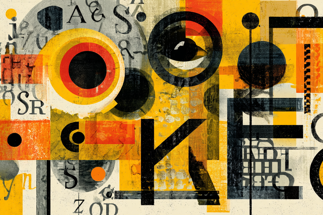 Abstrakte Zusammensetzung Mit Farbe Und Typografie | Typografische Kunst | Kunstgattungen