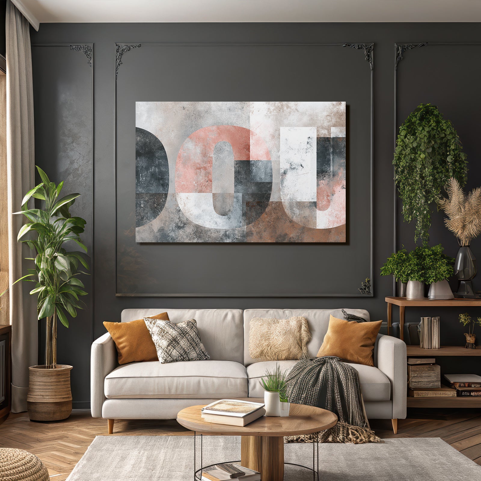 Abstraktes Design Graü Beige Rosa Hintergrund Kunst