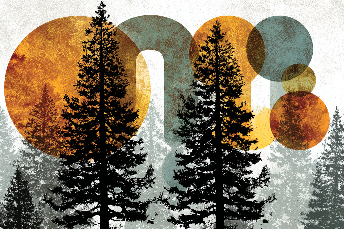 Baum Silhoütten Geometrische Muster Warme Farben | Typografische Kunst | Kunstgattungen