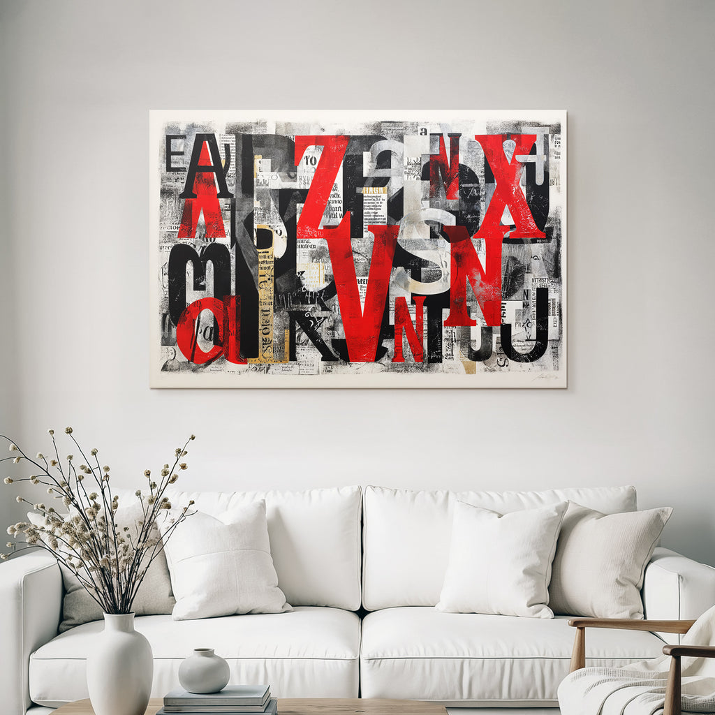 Bold Stylized Buchstaben Und Zahlen Collage Grafikdesign Zeitungsaußchnitte
