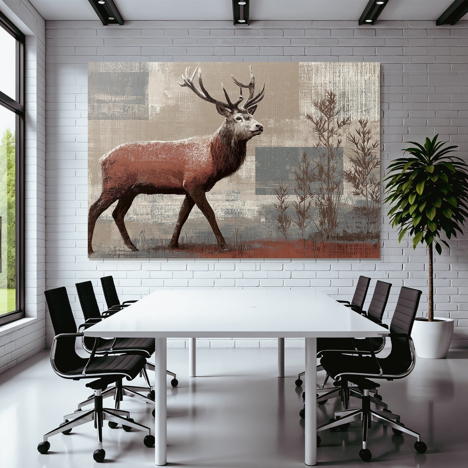 Dekorative Illustration Eines Hirsches Mit Stilisierten Texturen Und Farben