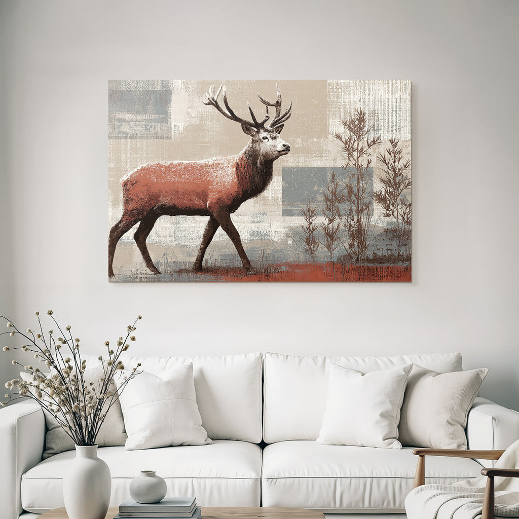 Dekorative Illustration Eines Hirsches Mit Stilisierten Texturen Und Farben