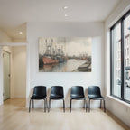 Hafen Szenen Mit Fischerbooten Illustration Drawing Painting