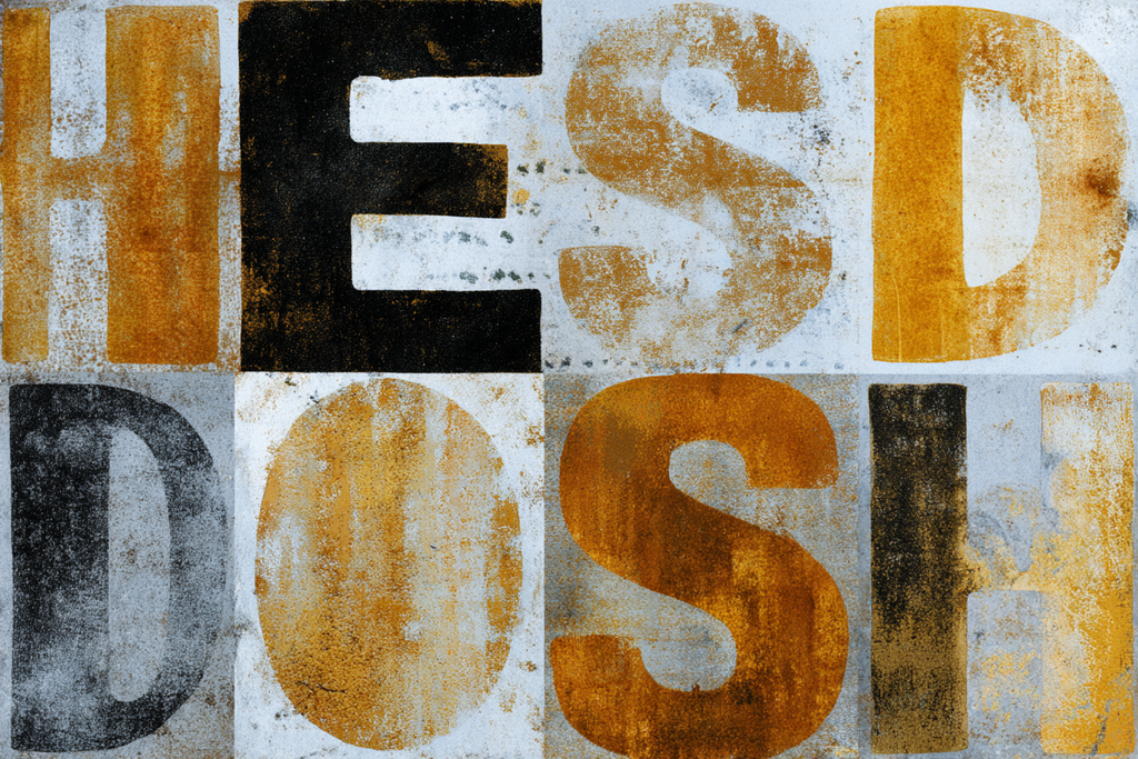 Hesd Dosh Graphic Design Texturierte Buchstaben | Typografische Kunst | Kunstgattungen