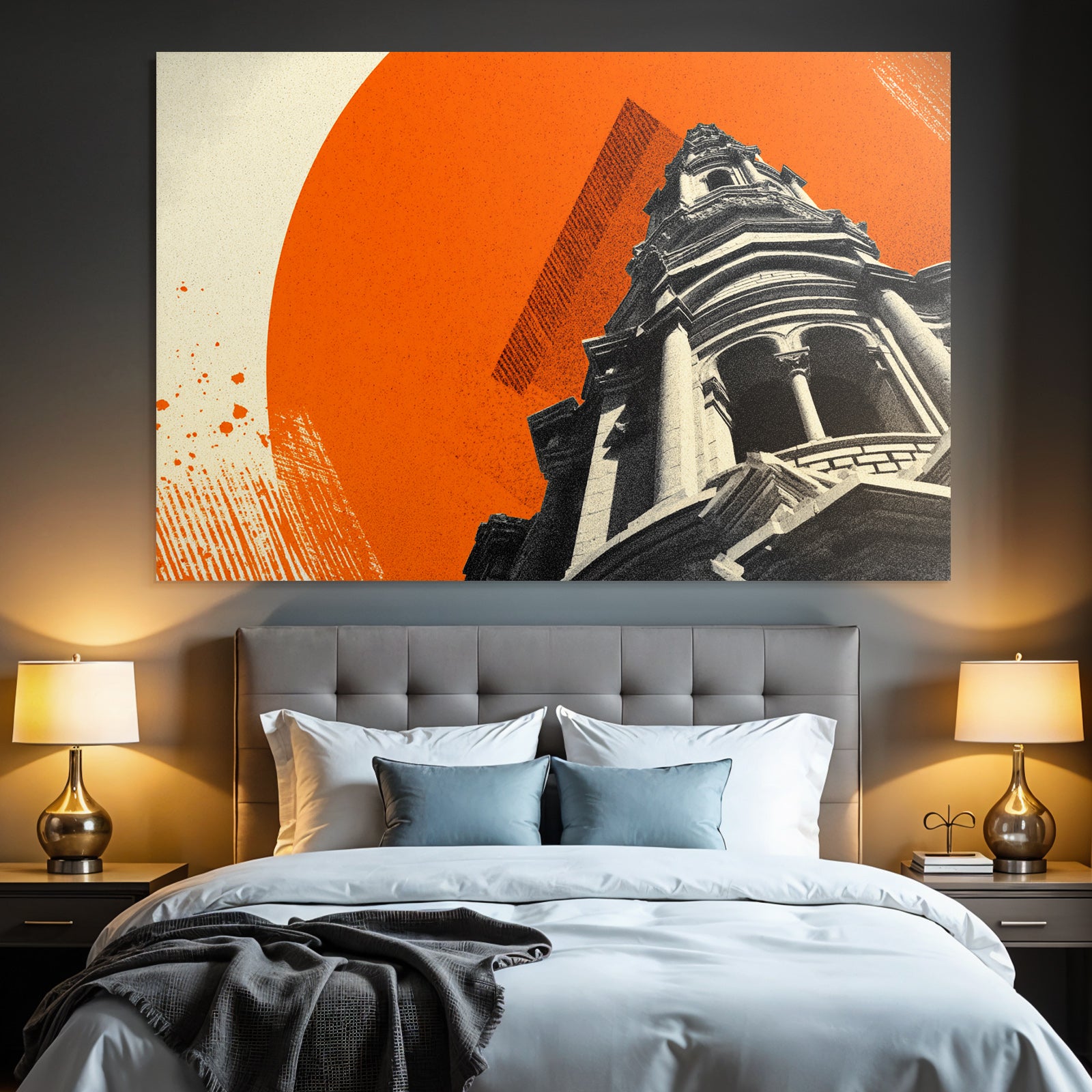 Hochhaus Grafik Stylisiert Orange Hintergrund