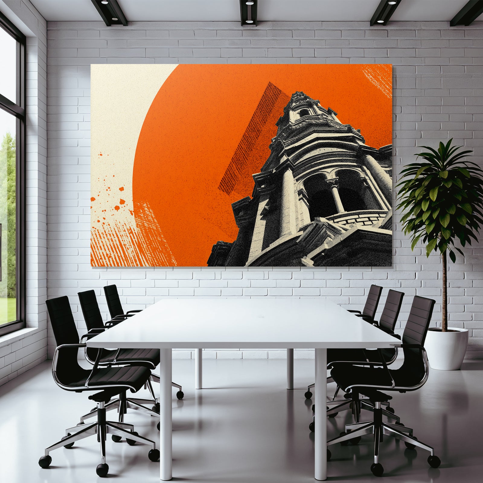 Hochhaus Grafik Stylisiert Orange Hintergrund