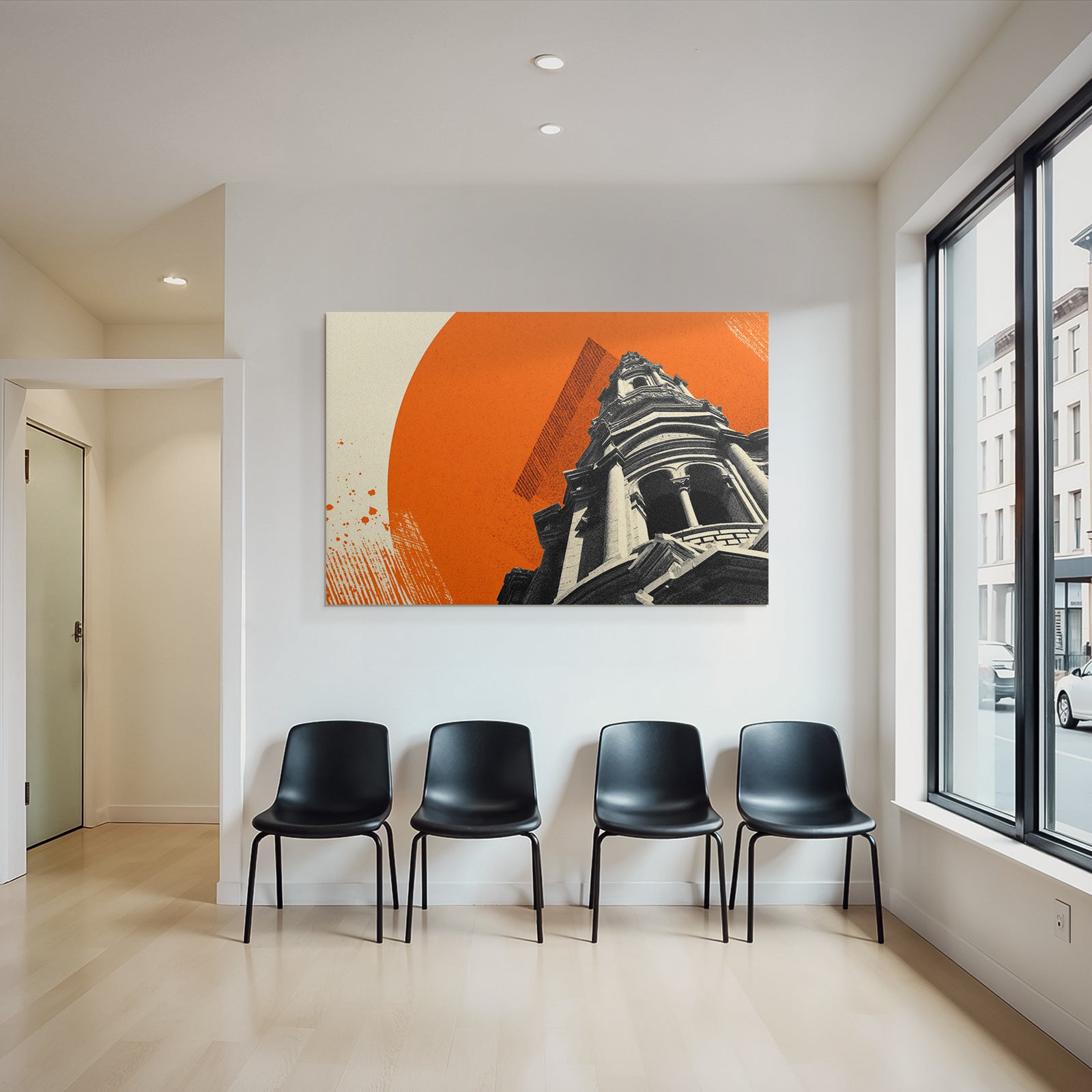 Hochhaus Grafik Stylisiert Orange Hintergrund