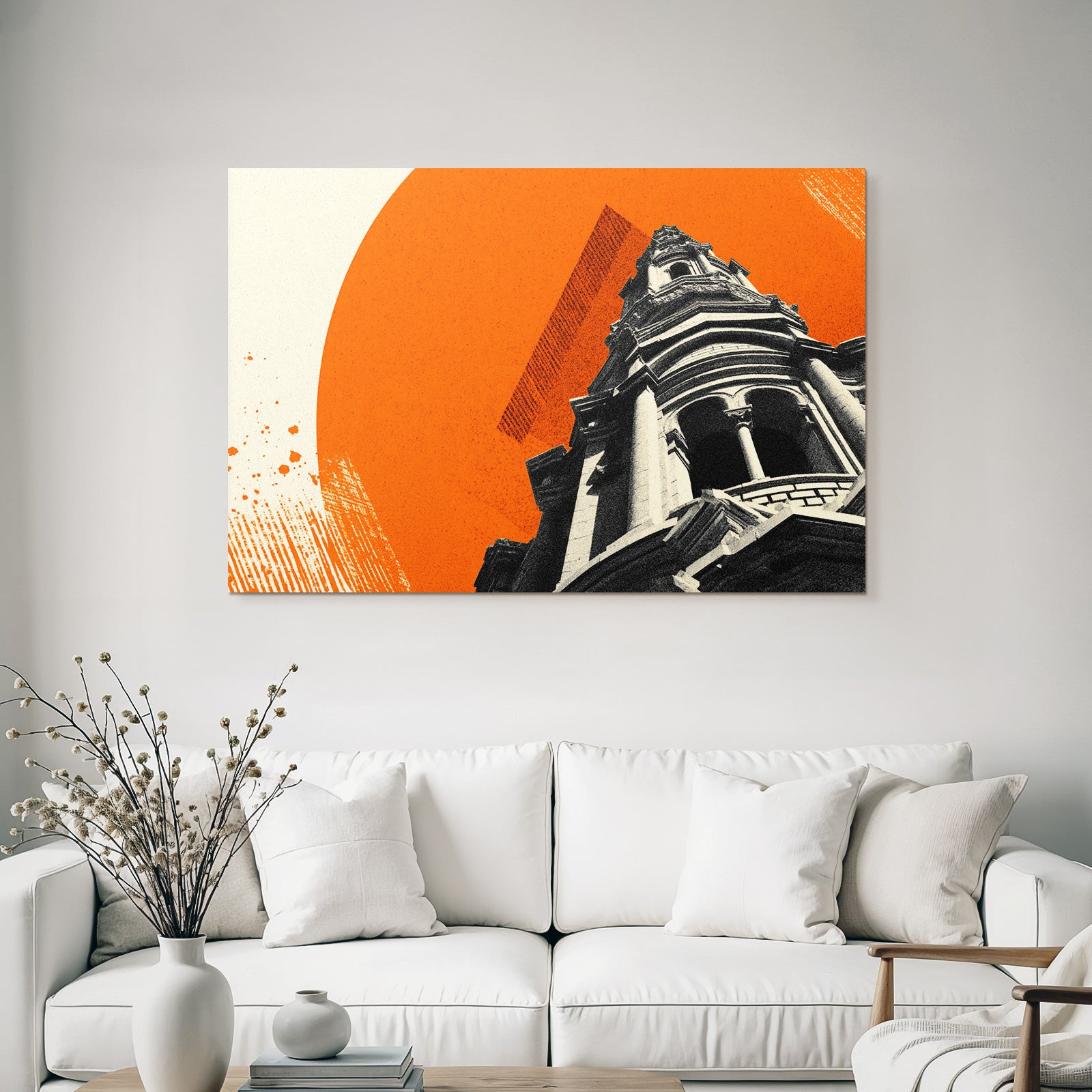 Hochhaus Grafik Stylisiert Orange Hintergrund