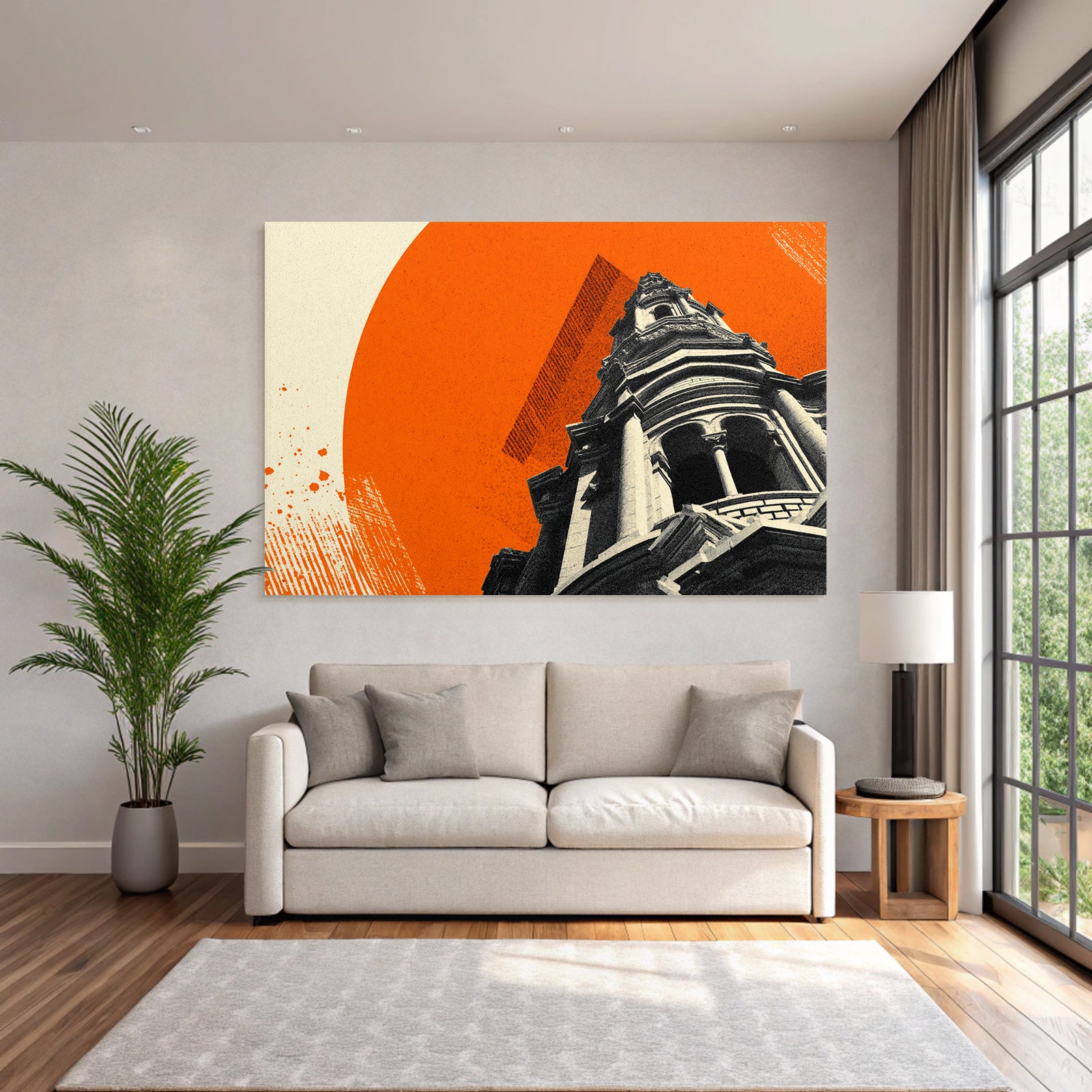 Hochhaus Grafik Stylisiert Orange Hintergrund
