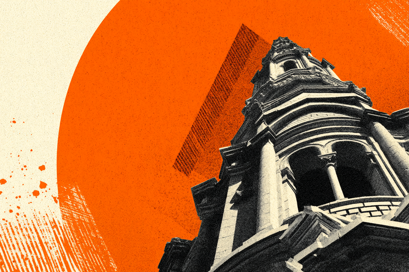 Hochhaus Grafik Stylisiert Orange Hintergrund | Typografische Kunst | Kunstgattungen