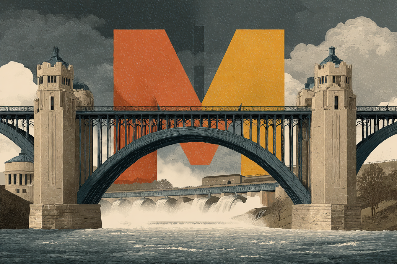 Künstlerische Darstellung Einer Brücke Mit Türmen Und Fließendem Waßer | Typografische Kunst | Kunstgattungen