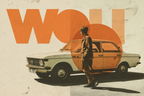 Vintage Auto Nostalgisch Graphik Mit Figuren Und Wow Text | Typografische Kunst | Kunstgattungen