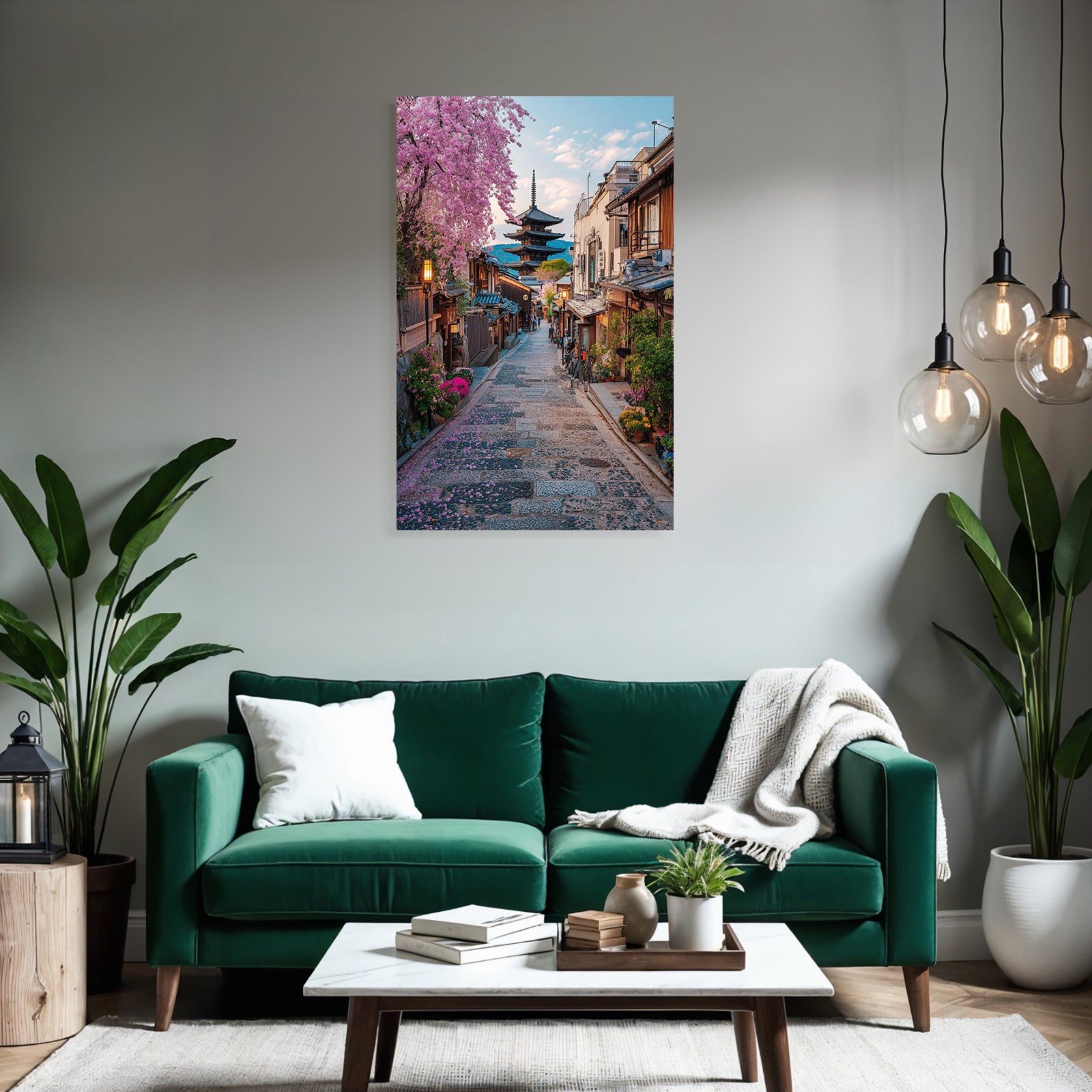 Idyllische Strasse Mit Pagode Und Kirschblüten