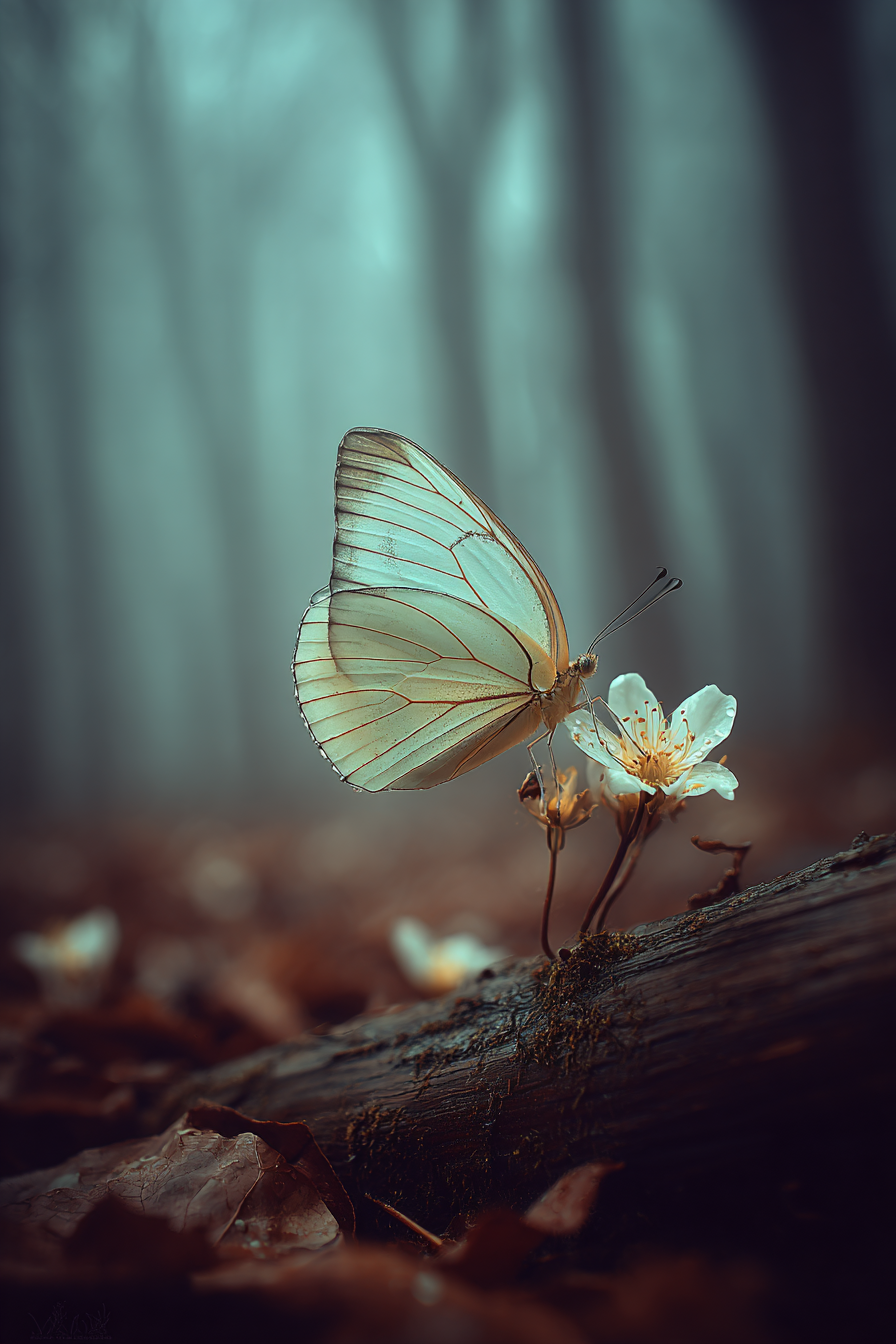 Schmetterling Auf Zarter Blume Im Nebelwald | Asien | Laender und Reisen