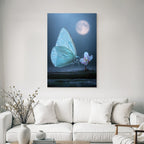 Schmetterling Nahe Blume Im Mondlicht