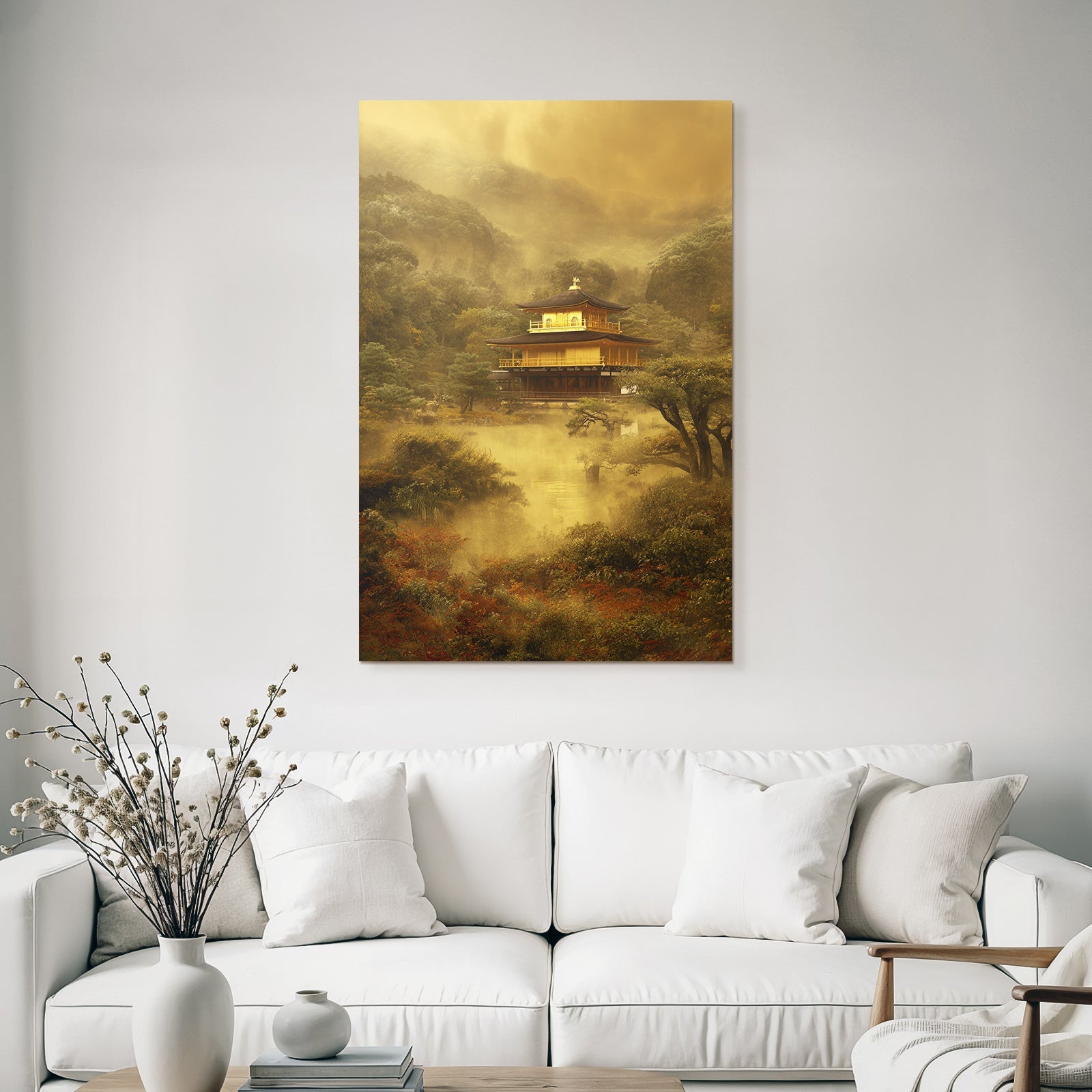 Traditioneller Japanischer Tempel Im Goldenen Morgennebel