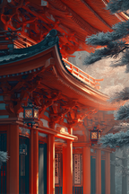 Traditioneller Roter Schrein Im Wald | Asien | Laender und Reisen