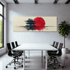 Asiatischer Tempel Vor Roter Sonne