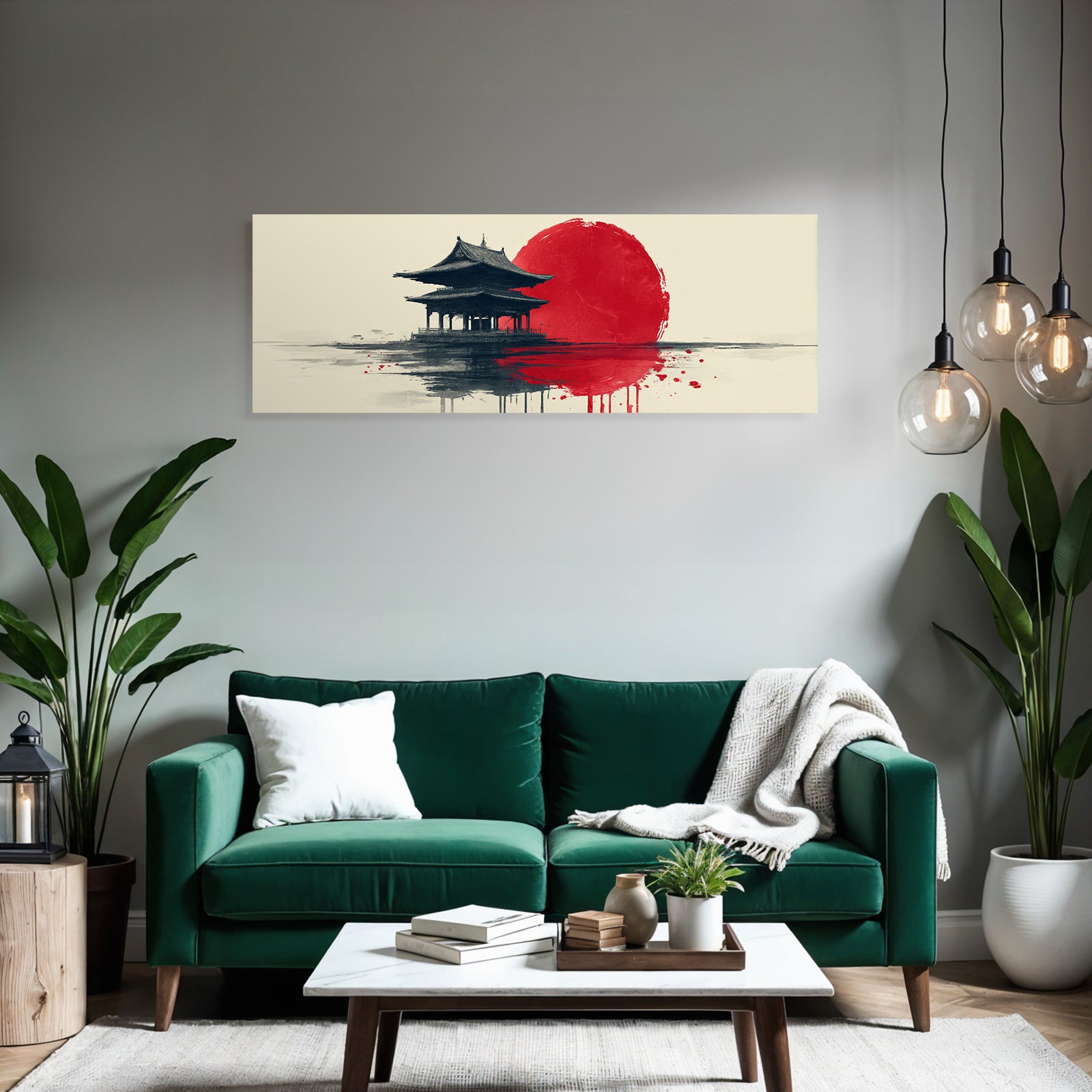 Asiatischer Tempel Vor Roter Sonne