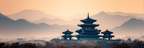 Friedliche Landschaft Mit Pagode Und Sonnenuntergang | Asien | Laender und Reisen