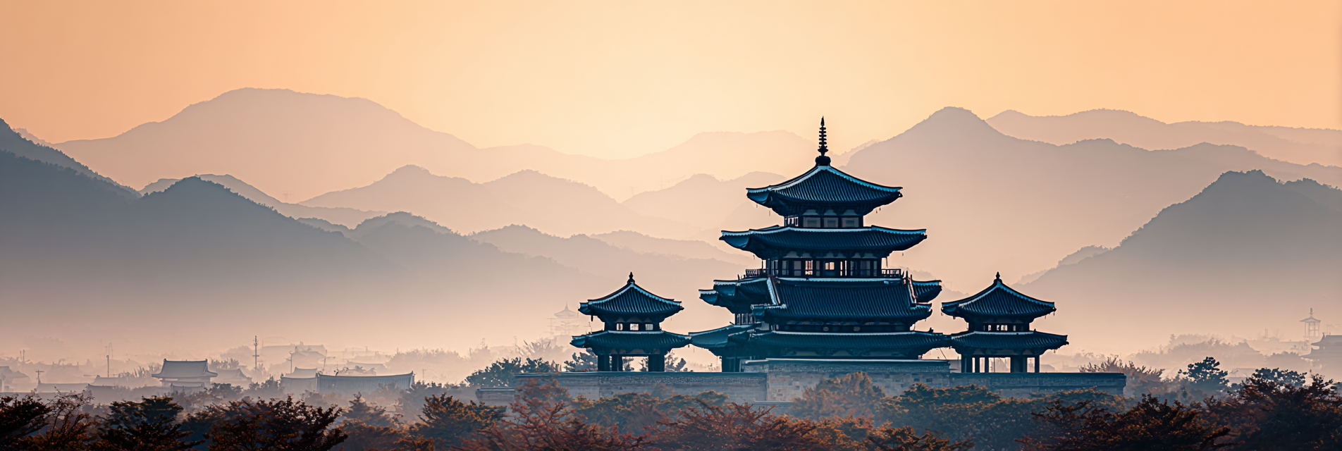 Friedliche Landschaft Mit Pagode Und Sonnenuntergang | Asien | Laender und Reisen