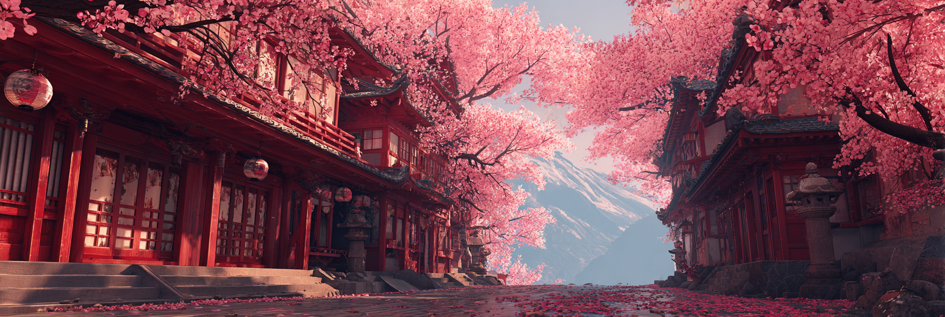 Kirschblüten Mit Traditioneller Architektur Und Berg Im Hintergrund | Asien | Laender und Reisen