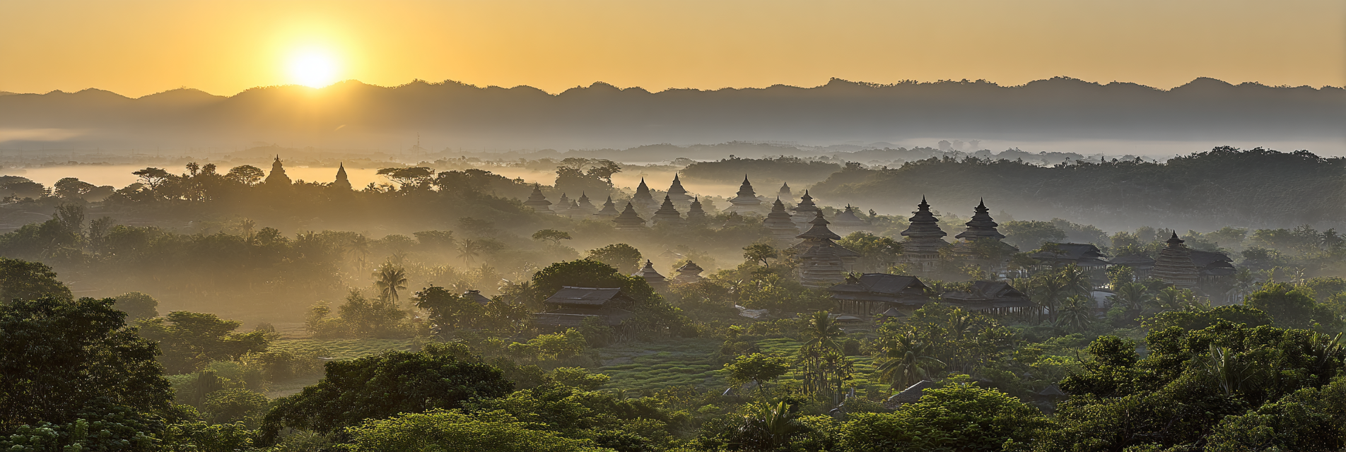 Morgendliche Nebellandschaft Mit Pagoden Im Morgenlicht | Asien | Laender und Reisen