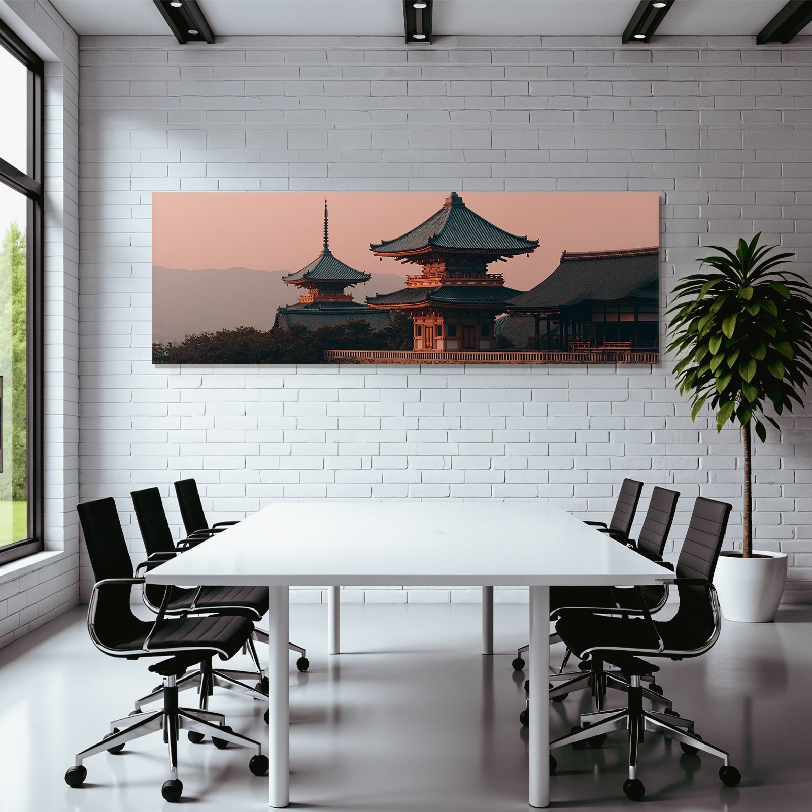 Traditionelle Japanische Tempelanlage Mit Pagoden Im Sonnenuntergang