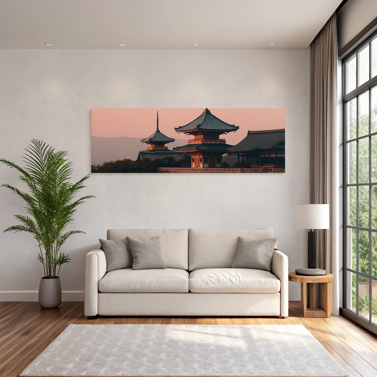 Traditionelle Japanische Tempelanlage Mit Pagoden Im Sonnenuntergang