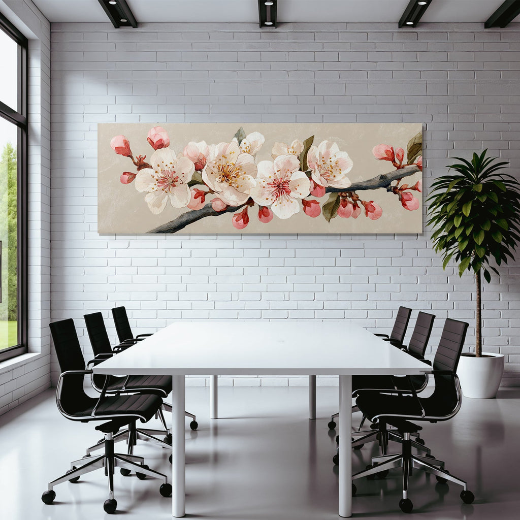 Zweig Mit Weissen Und Rosa Kirschblüten In Wasserfarbe