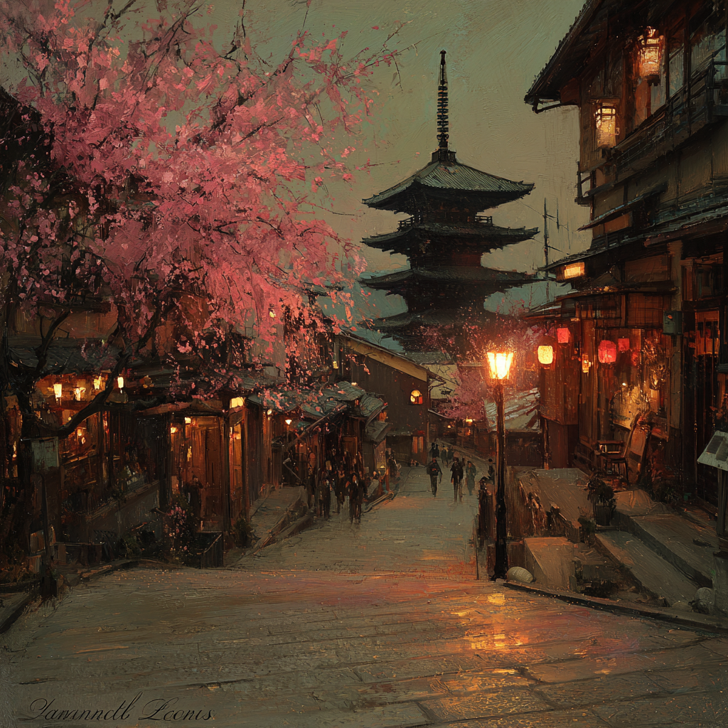 Lauschiger Abend Mit Kirschblüten Und Laternen Bei Traditioneller Pagode | Asien | Laender und Reisen