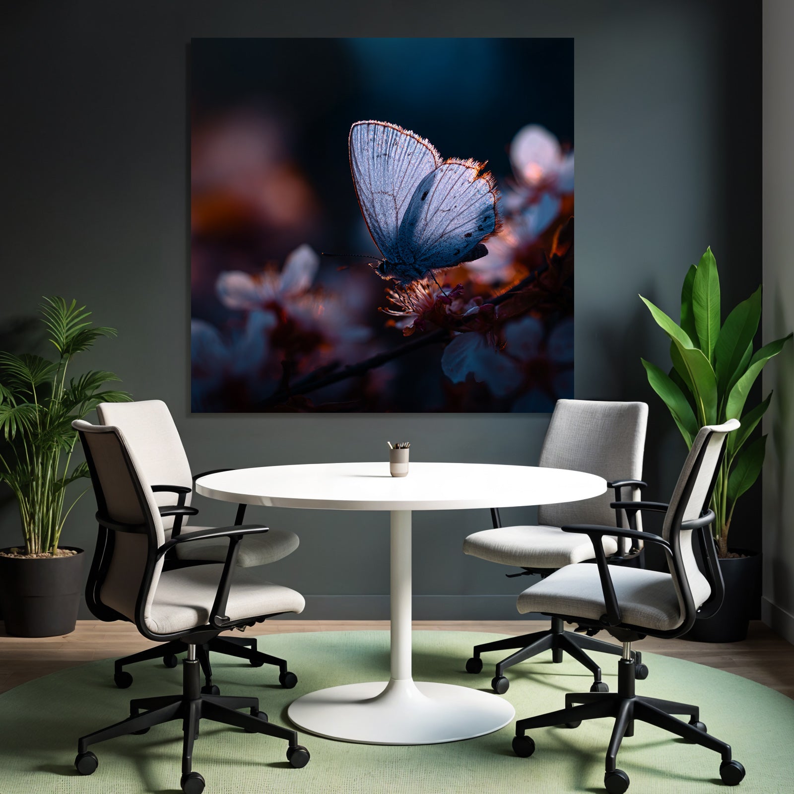 Schmetterling Auf Blume Im Sanften Licht