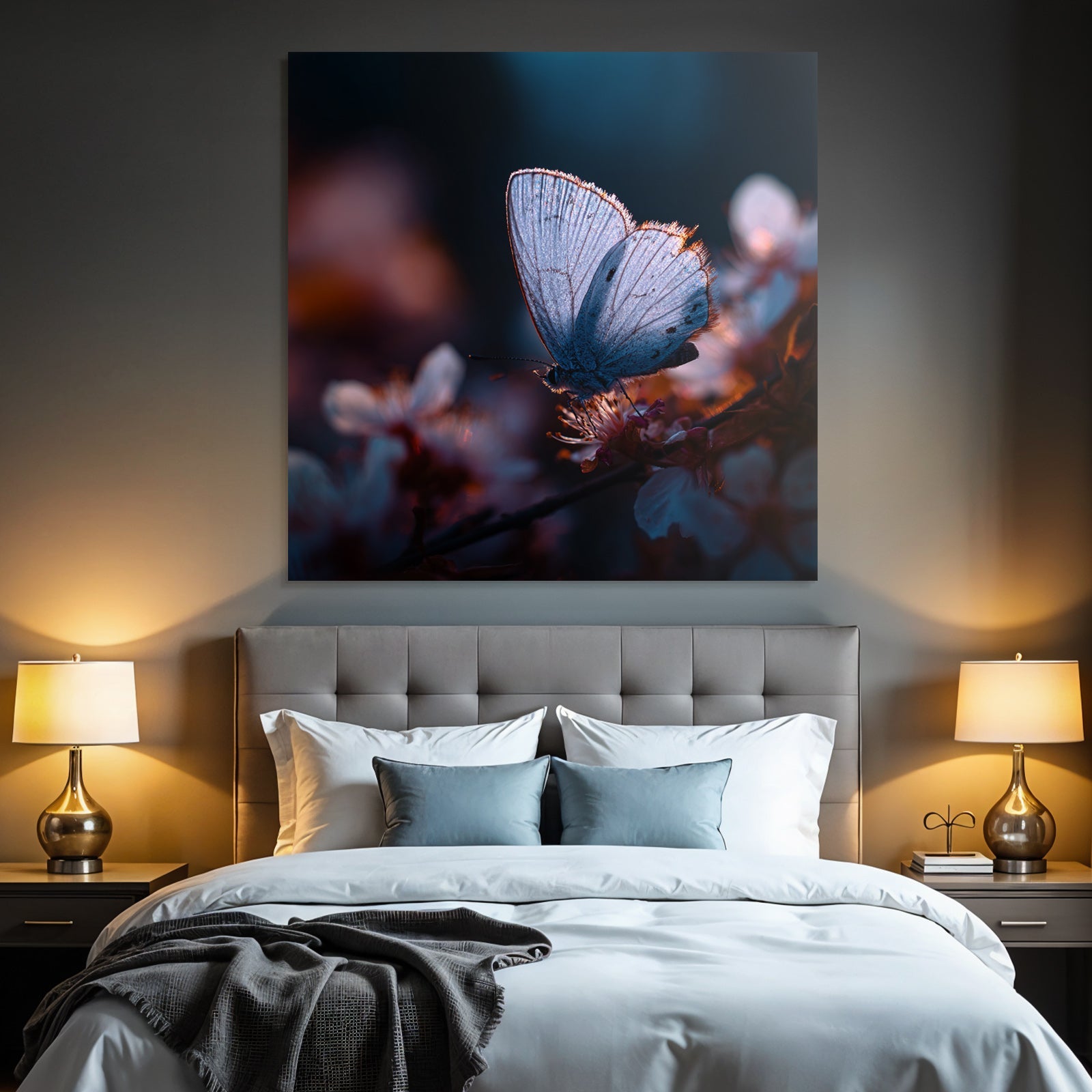 Schmetterling Auf Blume Im Sanften Licht