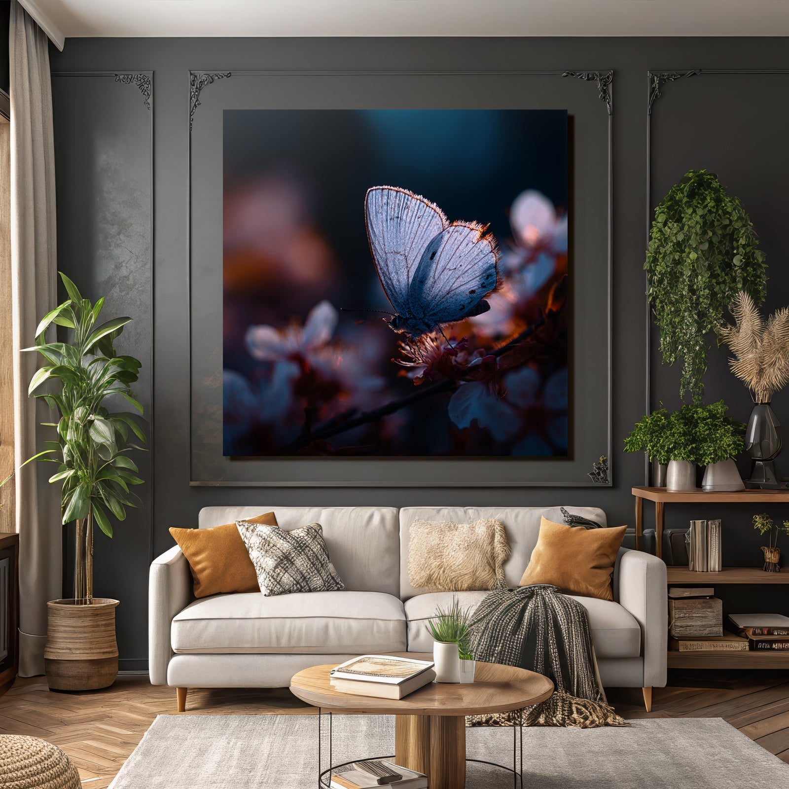 Schmetterling Auf Blume Im Sanften Licht