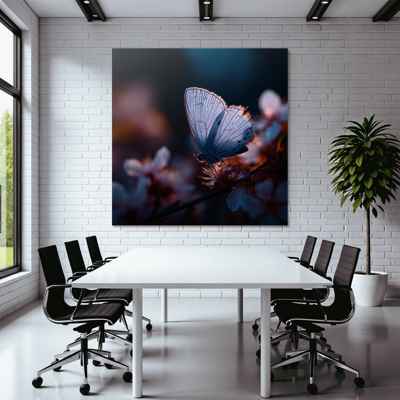 Schmetterling Auf Blume Im Sanften Licht