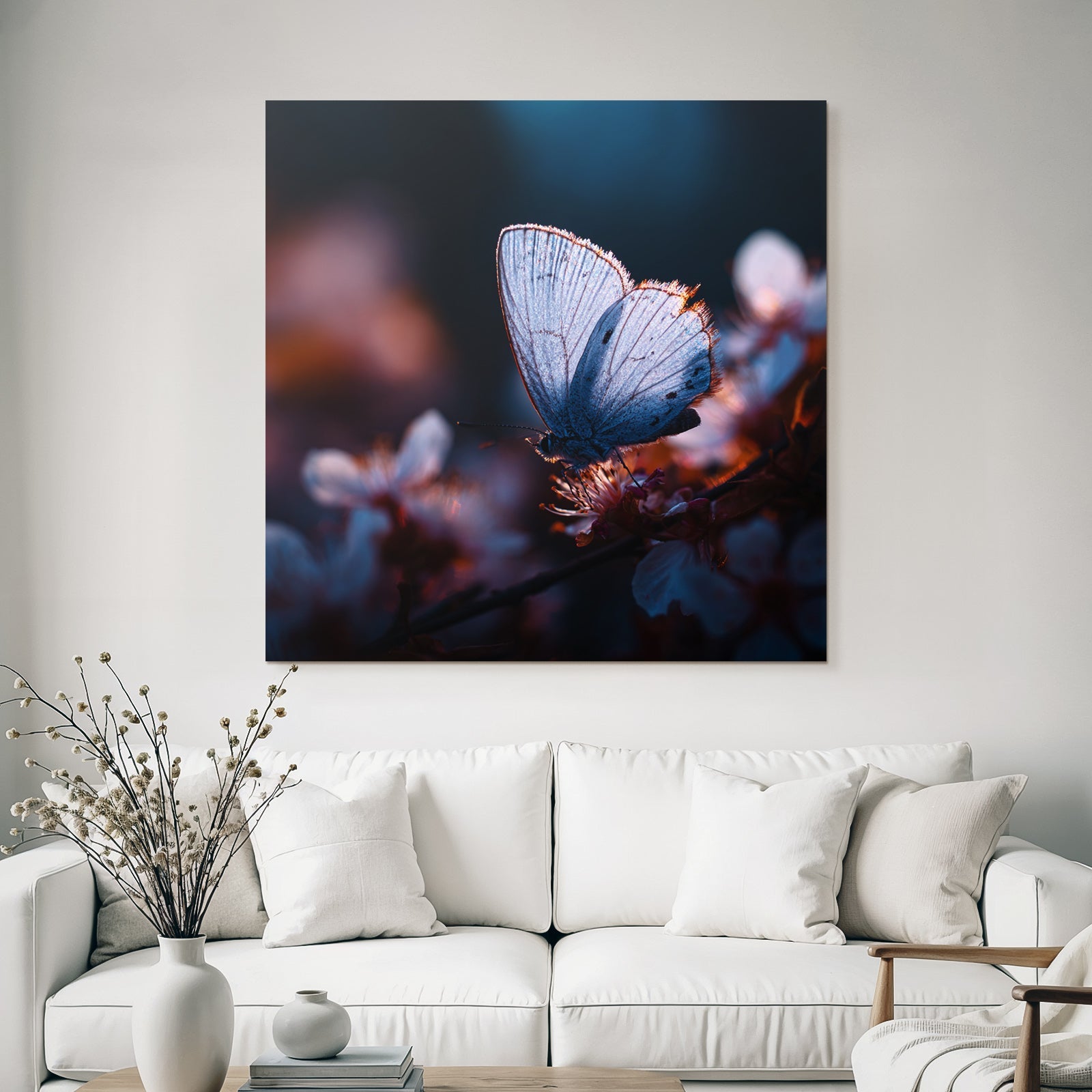 Schmetterling Auf Blume Im Sanften Licht