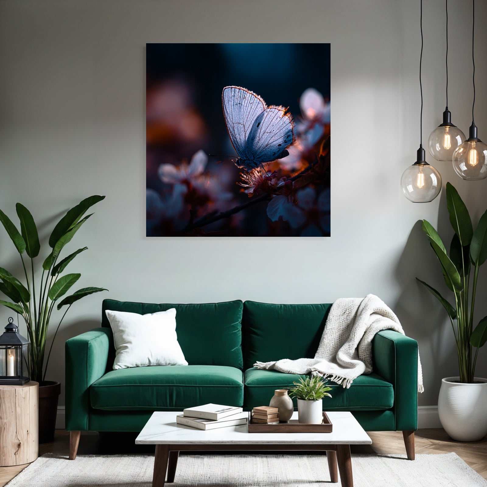 Schmetterling Auf Blume Im Sanften Licht