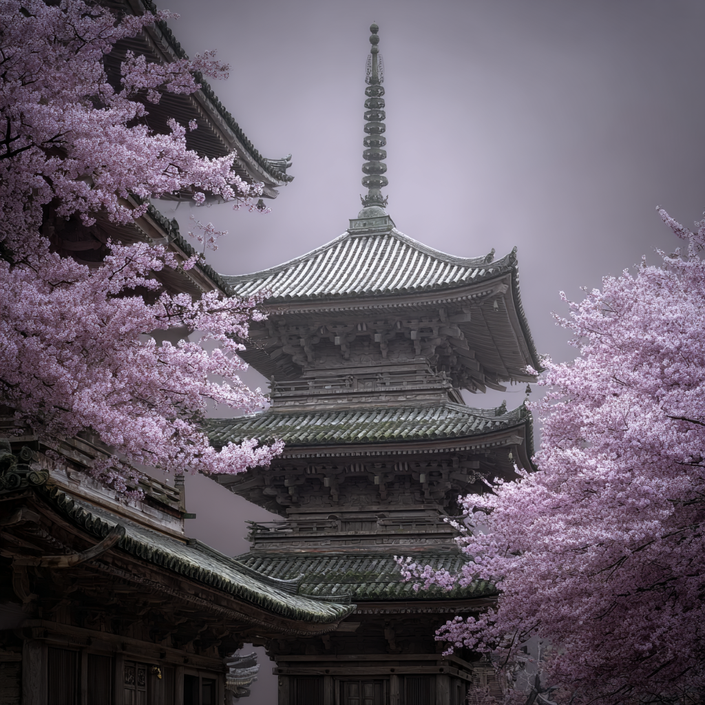 Traditionelle Pagode Umgeben Von Blühenden Kirschblüten Im Frühling | Asien | Laender und Reisen