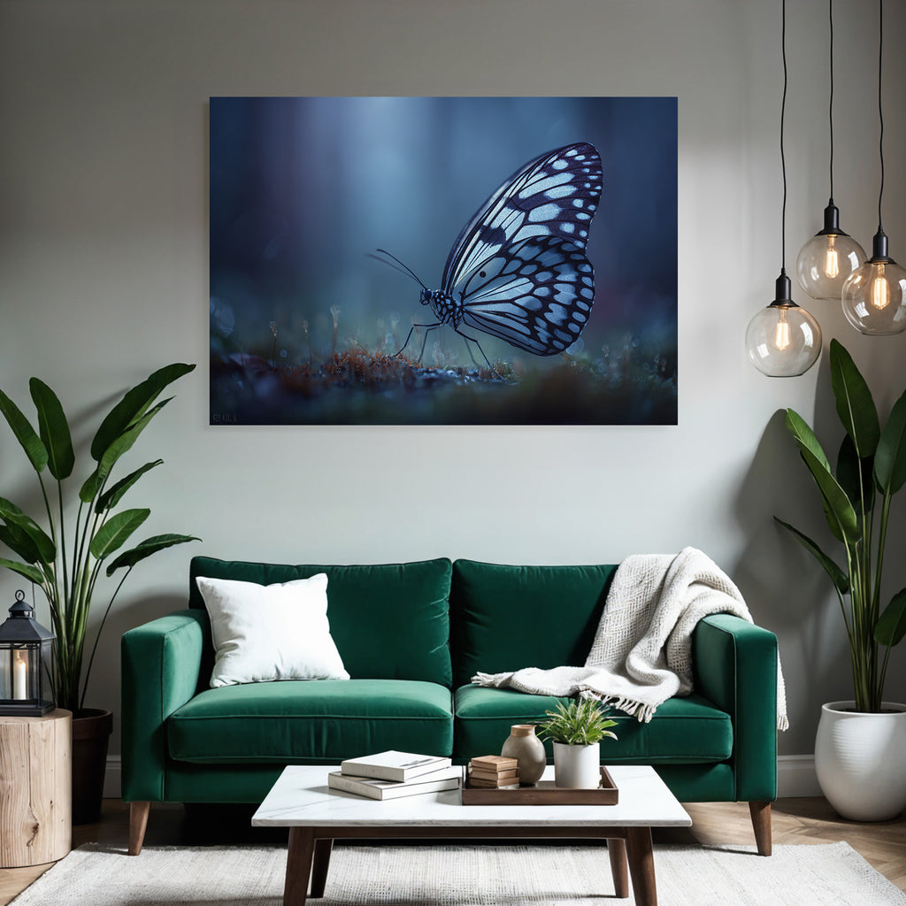 Etherealer Blaür Schmetterling Nahaufnahme