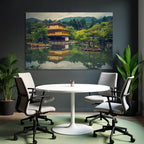 Japanischer Tempel Am Wasser Mit Spiegelung